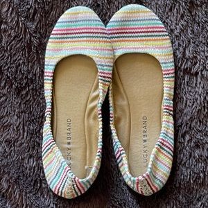 Lucky Brand Women's Emmie Flats Size 7M (Milk Fuego Stripe)